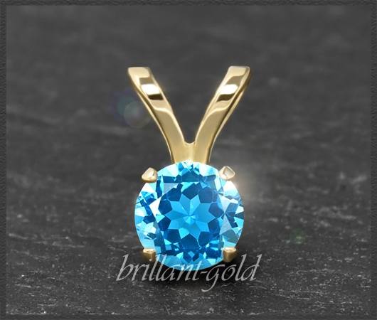 Anhänger 585 Gold aquamarin-blauer Topas 4,5,6,7mm